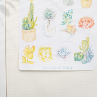Blissful Spring Watercolor Succulents Sticker Sheet