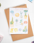 Blissful Spring Watercolor Succulents Sticker Sheet