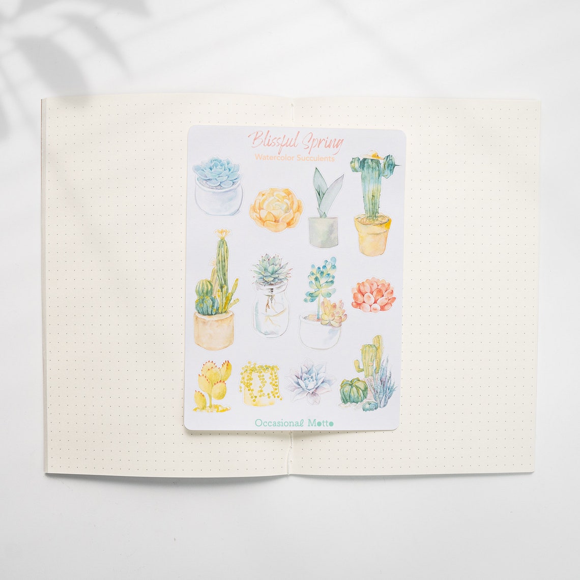 Blissful Spring Watercolor Succulents Sticker Sheet