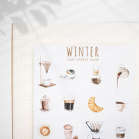 Lovely Winter Cozy Coffee Shop Sticker Sheet