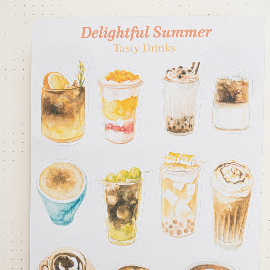 Set of 2 Delightful Summer Watercolor Sticker Sheets