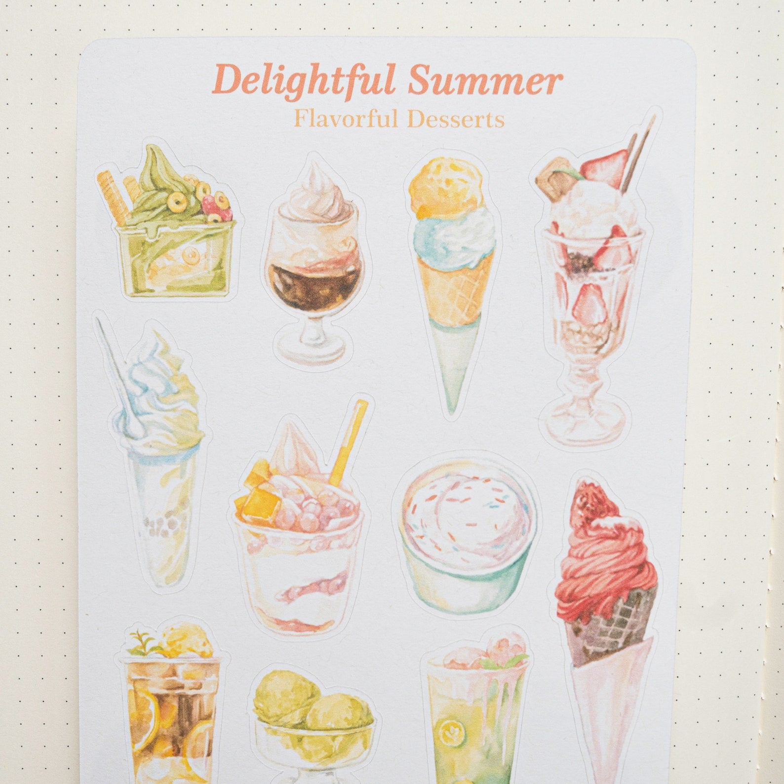 Set of 2 Delightful Summer Watercolor Sticker Sheets