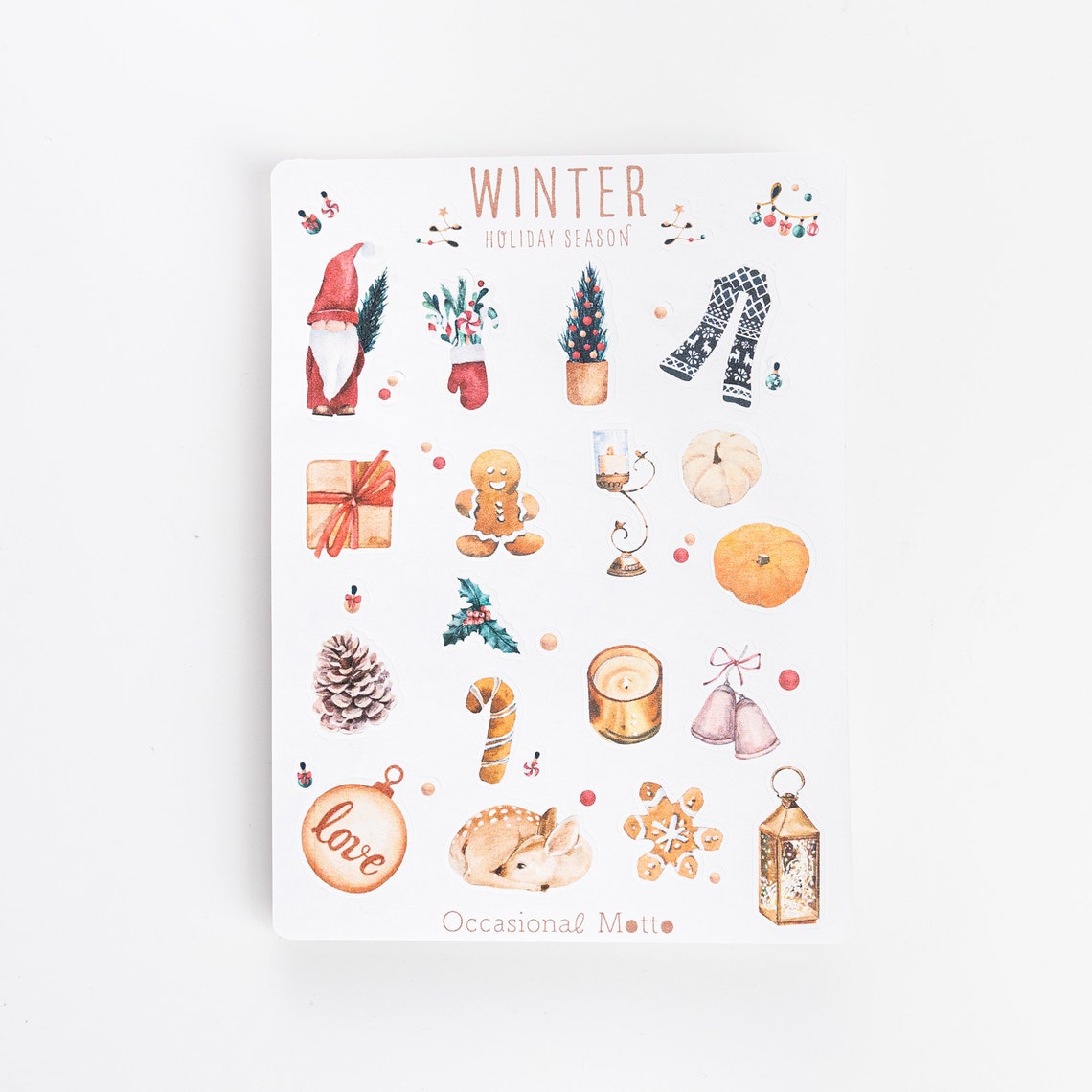 Lovely Winter Holiday Season Aesthetic Christmas Sticker Sheet