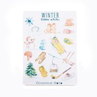 Winter Outdoor Activities Aesthetic Sticker Sheet