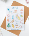 Winter Outdoor Activities Aesthetic Sticker Sheet