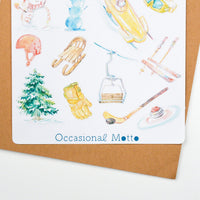 Winter Outdoor Activities Aesthetic Sticker Sheet