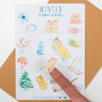 Winter Outdoor Activities Aesthetic Sticker Sheet