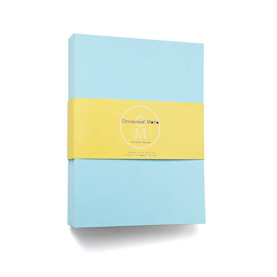 Set of 10 Blue Cover Sewn Binding Notebooks