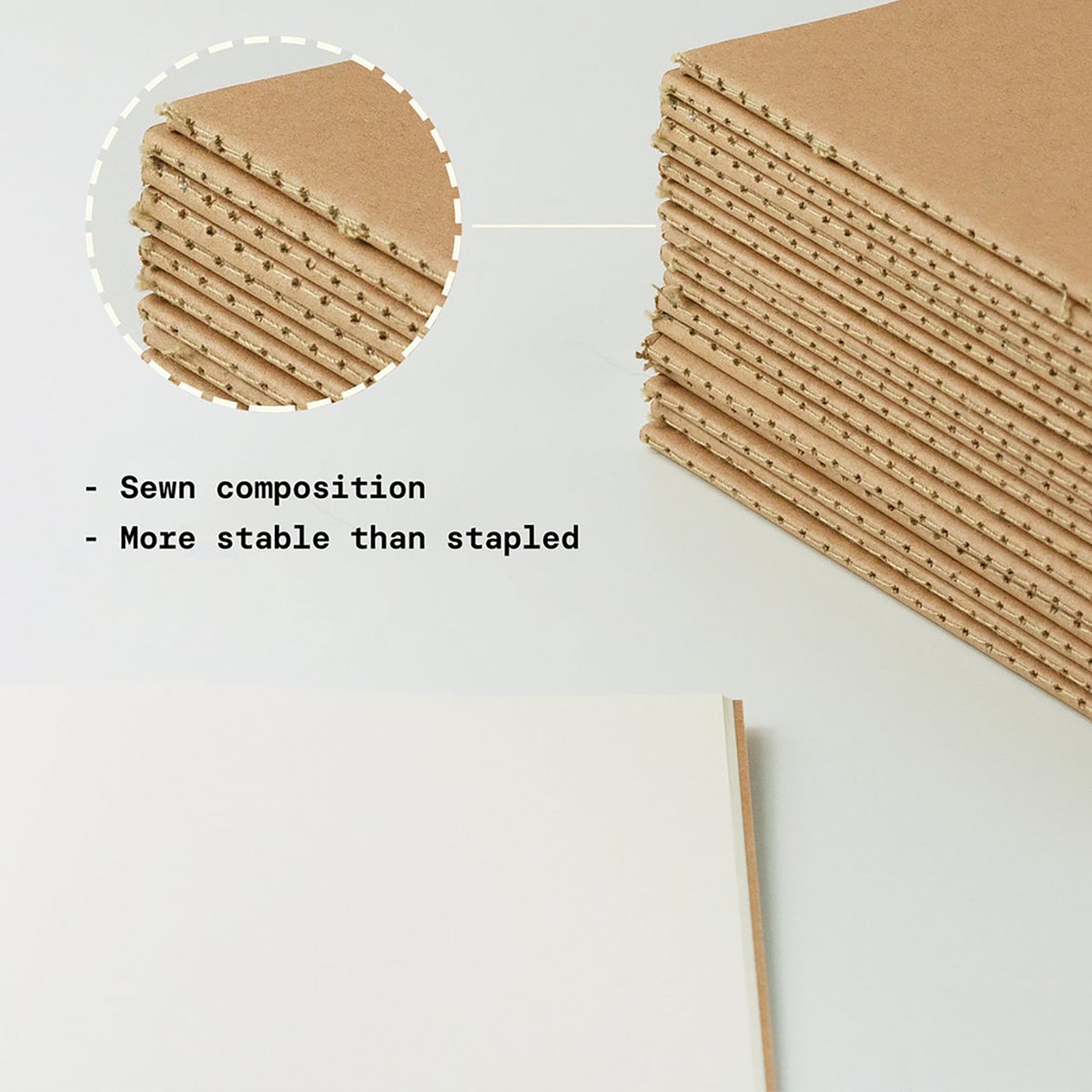 Set of 10 Kraft Cover Sewn Binding Notebooks